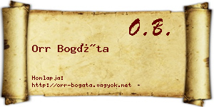 Orr Bogáta névjegykártya